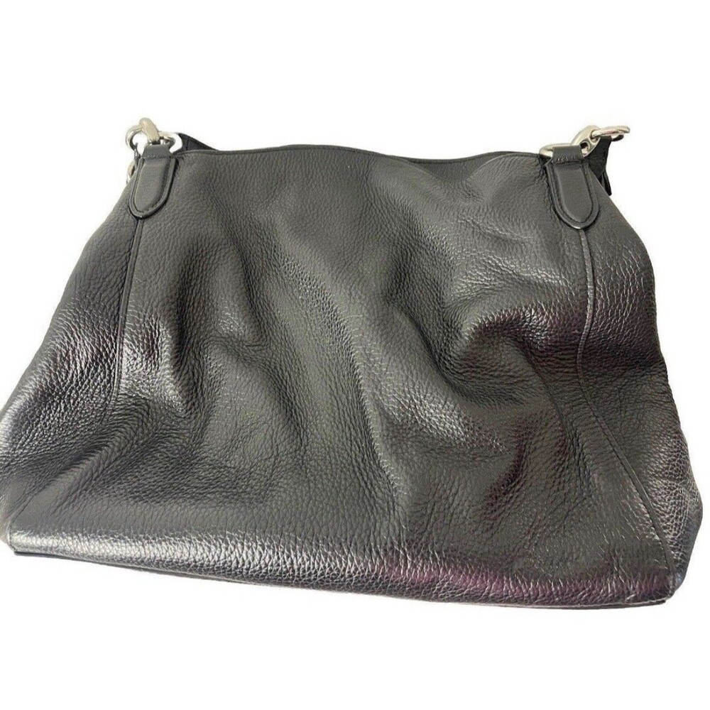 Coach Hallie Pebble Leather Shoulder Bag - Black/Chrome F80268 Soft Leather - Picture 5 of 12